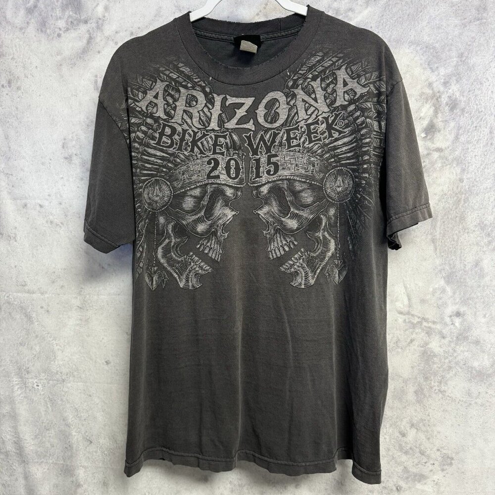 Arizona Bike Week T Shirt Mens L Black Hot Leathers Faded Black Streetwear